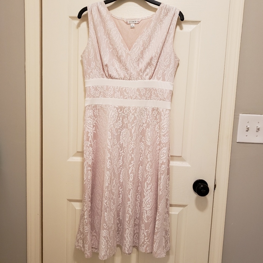 Aa Studio Aa Ivory Nude Lace Dress